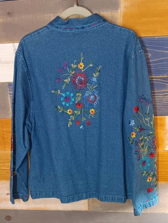 Tantrums Embroidered Denim Jacket XL Western - Picture 5 of 6